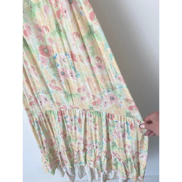 NAF NAF FLORAL RACERBACK RUFFLE MAXI DRESS SIZE MEDIUM - Picture 3 of 8